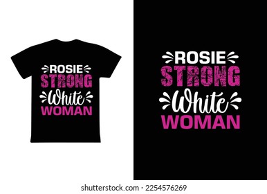 Rosie Strong White Woman. Women's day 8 march t-shirt design template