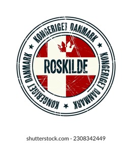 Roskilde city grunge rubber stamp vector illustration over white background