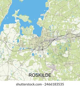 Roskilde, Denmark map poster art