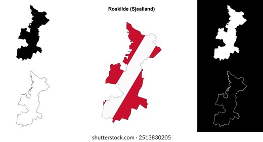 Roskilde municipality outline map set