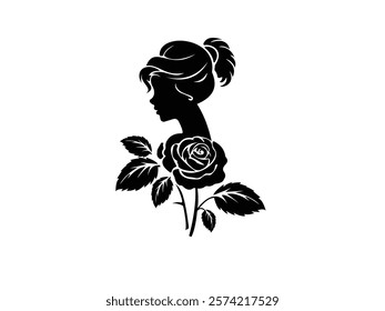 Ross Flowers vector art illustration.   roses isolated on white transparent background. a Ros vetch leaves vector silhouette artwork illustration