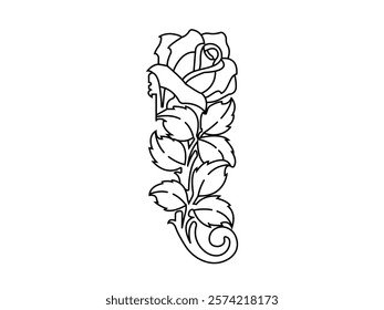 Ross Flowers vector art illustration.   roses isolated on white transparent background. a Ros vetch leaves vector silhouette artwork illustration.