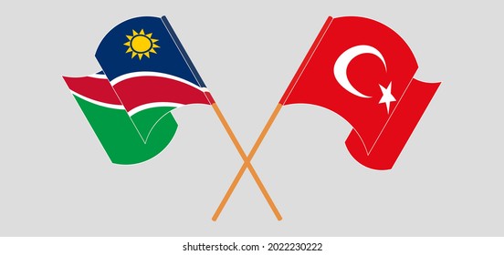rossed and waving flags of Namibia and Turkey