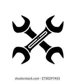 rossed wrenches tool silhouette vector icon