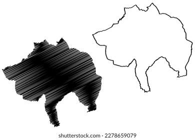 Rossendale Non-metropolitan district, Borough, (United Kingdom of Great Britain and Northern Ireland, ceremonial county Lancashire or Lancs, England) map vector illustration, scribble sketch map