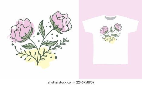 Rosses flower hand drawn t shirt and apparel design concepts