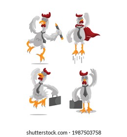 Roster Chicken illustration Businessman Success Template Design