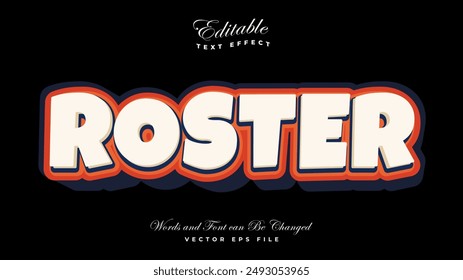 Roster Word Editable text effect mockup style.