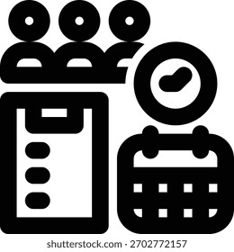 Icono de esquema de programación, administración de listas, programación de Equipos