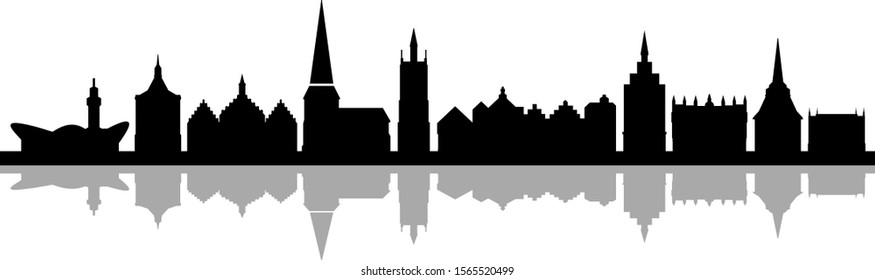 Rostock City Skyline Vector Silhouette