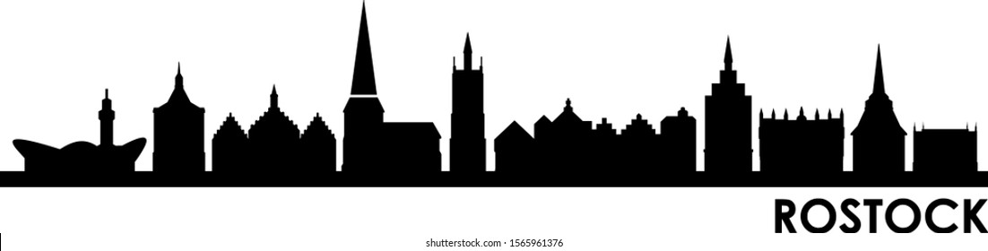 Rostock City Skyline Vector Silhouette