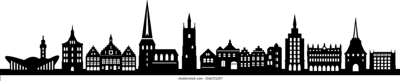 Rostock City Skyline Vector Silhouette