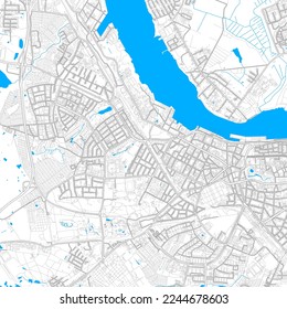 Rostock, Mecklemburgo-Pomerania Occidental, Alemania mapa vectorial de alta resolución con caminos editables. Bordes luminosos para las carreteras principales. Utilícelo para cualquier fondo impreso y digital. 