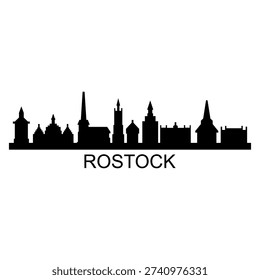 Rostock skyline illustrated in vector on white background