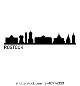Rostock skyline illustrated in vector on white background