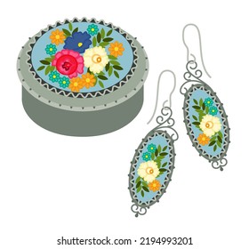 Rostov enamel jewelry. Vector Illustration.