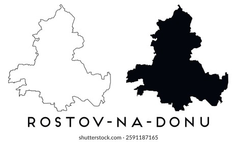 Rostov na Donu city map with black border outline vector