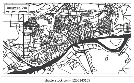 Rostov on Don Russia City Map in Retro Style. Outline Map. Vector Illustration.