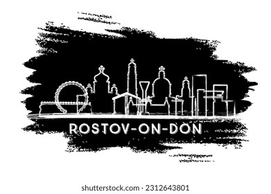 Rostov on Don Russia City Skyline Silhouette. Hand Drawn Sketch. Business Travel and Tourism Concept with Modern Architecture. Vector Illustration. Rostov on Don Cityscape with Landmarks.