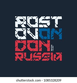 Rostov on Don Russia styled vector t-shirt and apparel design, typography, print, poster. Global swatches.