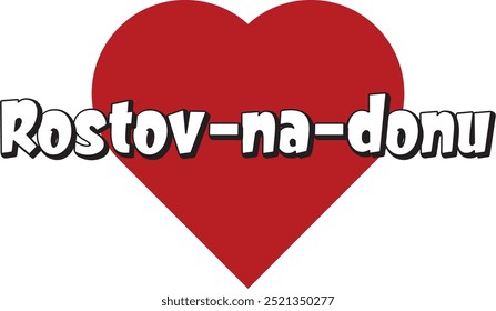 Rostov-na-donu city ​​text with red heart suitable for logo or design