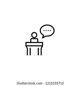 Rostrum icon. Business icon. Business performance icon. People perform on rostrum. Speaker sign.