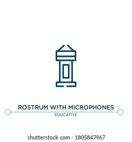 rostrum with microphones vector line icon. Simple element illustration. rostrum with microphones outline icon from educative concept. Can be used for web and mobile

