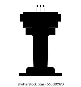 Rostrum with three microphone black icon .