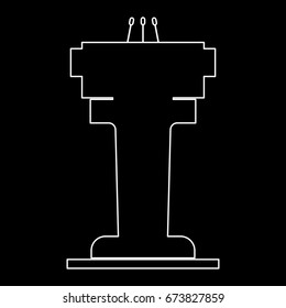 Rostrum with three microphone icon .