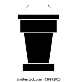 Rostrum with two microphone icon .