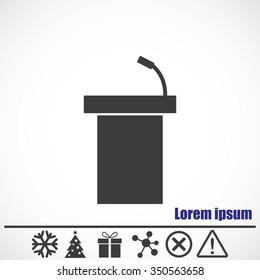 rostrum vector icon.Bonus icons: snowflake, Christmas tree, gift, molecule, delete icon and Hazard warning attention sign.