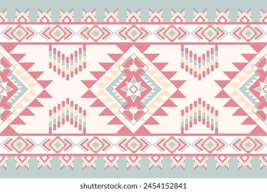 Rosy Aztec Elegance,Beautiful pastel color tribal Navajo vector pattern,Geometric Ethnic,native american tribal for Wallpaper, cloth design, fabric, paper, cover, textile, weave, wrapping