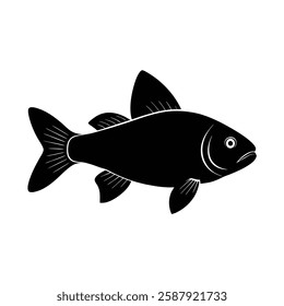 Rosy Barb Silhouette Vector Art and Black Rosy Barb Fish Design