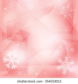 rosy christmas background with snowflakes - vector