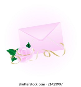 Rosy envelope with the rose