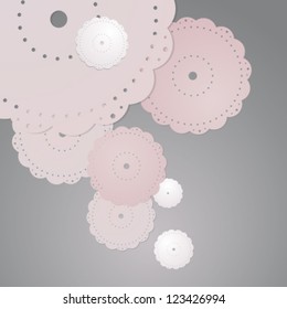 Rosy flowers / Square background with blooms made from paper