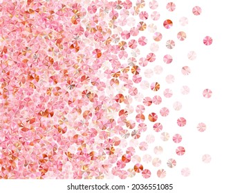 Rosy gold beads confetti placer vector illustration. Rhythmic gymnastics dress sequins background. Glamour shiny bead elements party decoration. Theater costume paillettes.