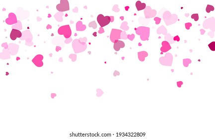 Rosy heart elements pattern. Friendship symbols. Romantic beautiful hearts scatter vector. Valentine's Day card background.