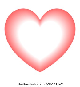 Rosy heart with white core in centre. Heart have volumetric effect.Vector eps 10