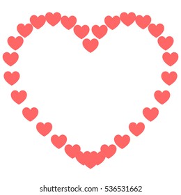 Rosy hearts painted on a path .Vector eps 10 