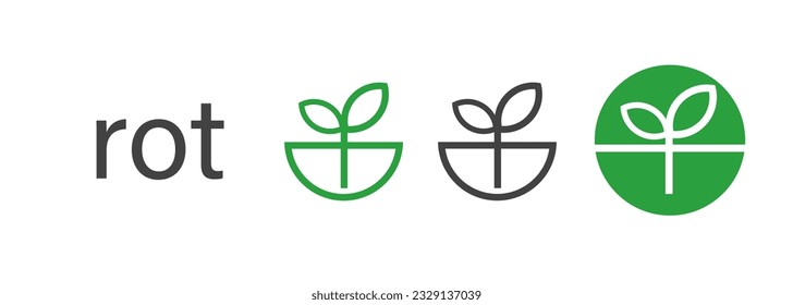 Rot icon set symbol of leaf plant concept of rotting waste planting green circle and outline style
