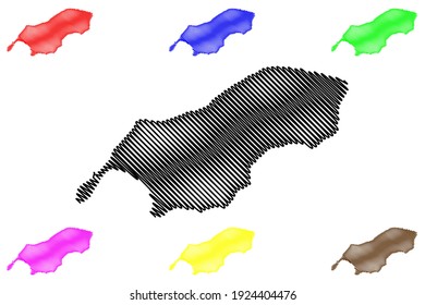 Rota Municipality, Commonwealth of the Northern Mariana Islands (United States of America, USA,  Mariana Archipelago) map vector illustration, scribble sketch Rota island map