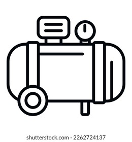 Vector de contorno de icono del compresor rotario. Máquina de aire. Tanque de presión