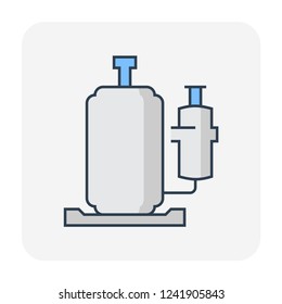 Rotary compressor vector icon. Equipment machine with motor, pump for refrigerant and gas compression in condenser unit of ductless mini split system for heating, ventilation and air conditioning HVAC