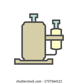 Rotary compressor vector icon. Equipment machine with motor, pump for refrigerant and gas compression in condenser unit of ductless mini split system for heating, ventilation and air conditioning HVAC