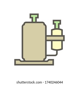 Rotary compressor vector icon. Equipment machine with motor, pump for refrigerant and gas compression in condenser unit of ductless mini split system for heating, ventilation and air conditioning HVAC