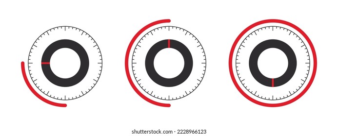 Rotary dials. Adjustment dial. Control knob or round dial regulator. Vector illustration