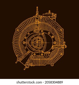 Rotary Engine Blueprint. Abstract Technical Background.