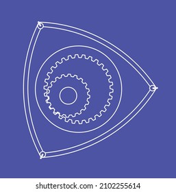 Rotary engine cam style piston in blueprint style