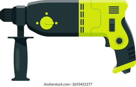 Broca de martelo rotativo com alça ergonômica e botão de controle de velocidade permitindo perfuração e martelagem precisa em vários materiais durante projetos de construção e reparação
